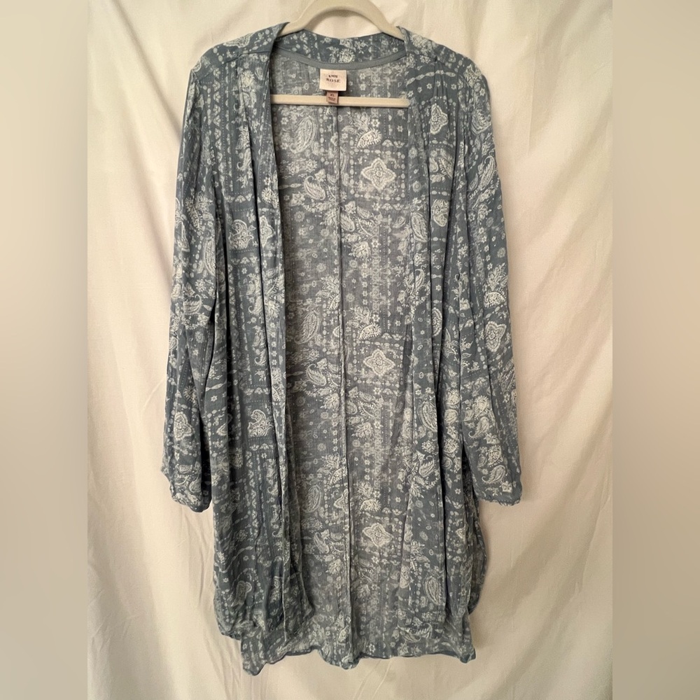 Knox Rose Gray Floral Kimono